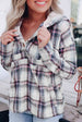 Plaid Long Sleeve Buttoned Hoodie Trendsi