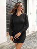 Rib-Knit V-Neck Sweater Dress Bazaarbey