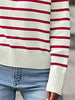 Striped Collared Neck Knit Top Bazaarbey