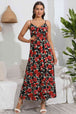 Rose Print Spaghetti Strap Sweetheart Neck Dress -BazaarBey - www.shopbazaarbey.com