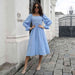 Smocked Square Neck Midi Dress -BazaarBey - www.shopbazaarbey.com