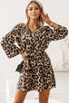 Leopard Flare Sleeve Cutout Dress -BazaarBey - www.shopbazaarbey.com