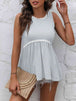 Striped Lace Trim Round Neck Tank Bazaarbey