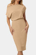 Boat Neck Short Sleeve Knee-Length Dress -BazaarBey - www.shopbazaarbey.com