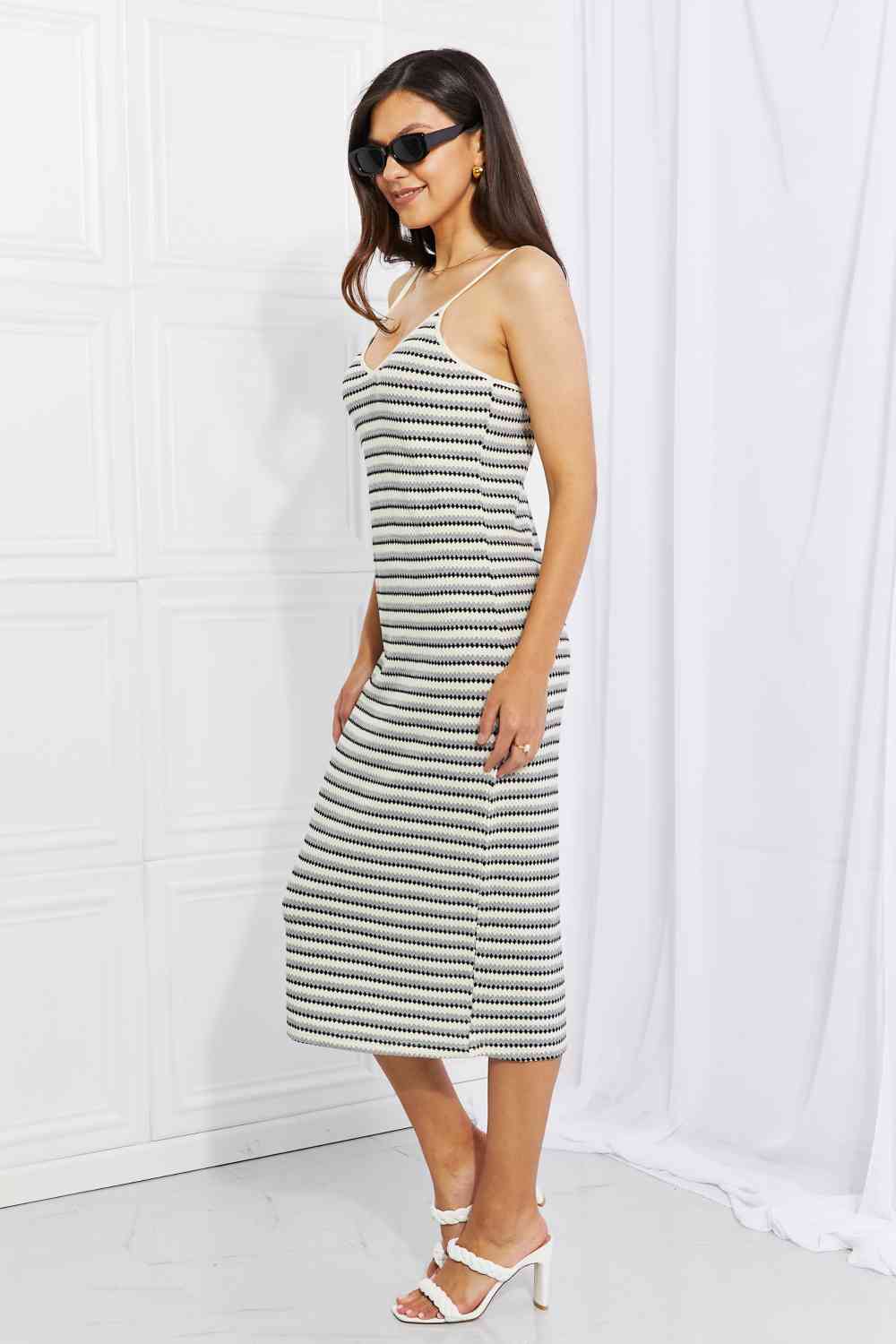  One to Remember Striped Sleeveless Midi Dress -BazaarBey - www.shopbazaarbey.com