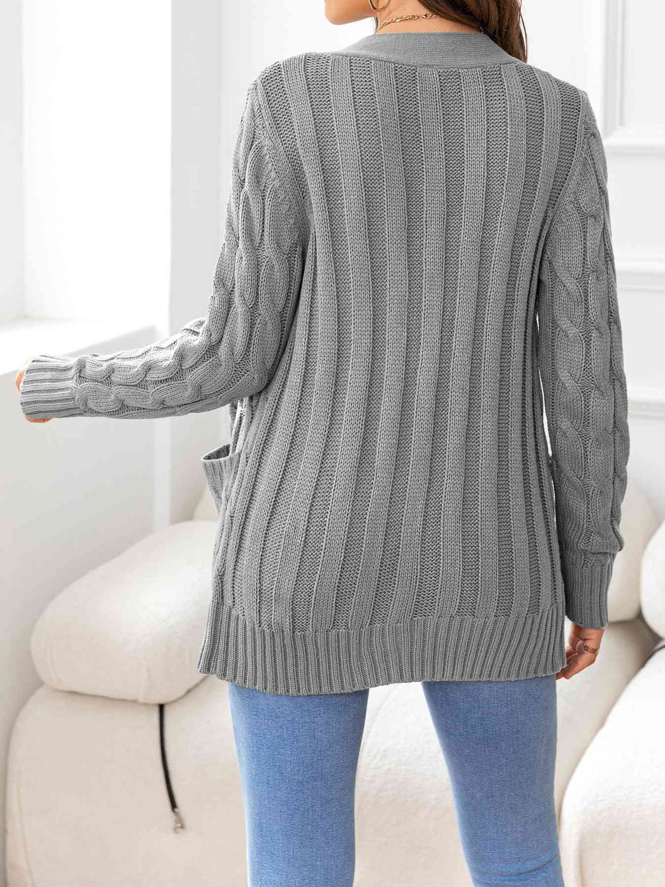 Button Down Cable-Knit Cardigan Bazaarbey