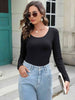 Long Sleeve Scoop Neck T-Shirt Trendsi