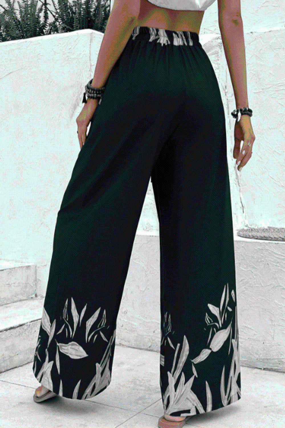 Drawstring High Waist Relax Fit Long Pants Bazaarbey