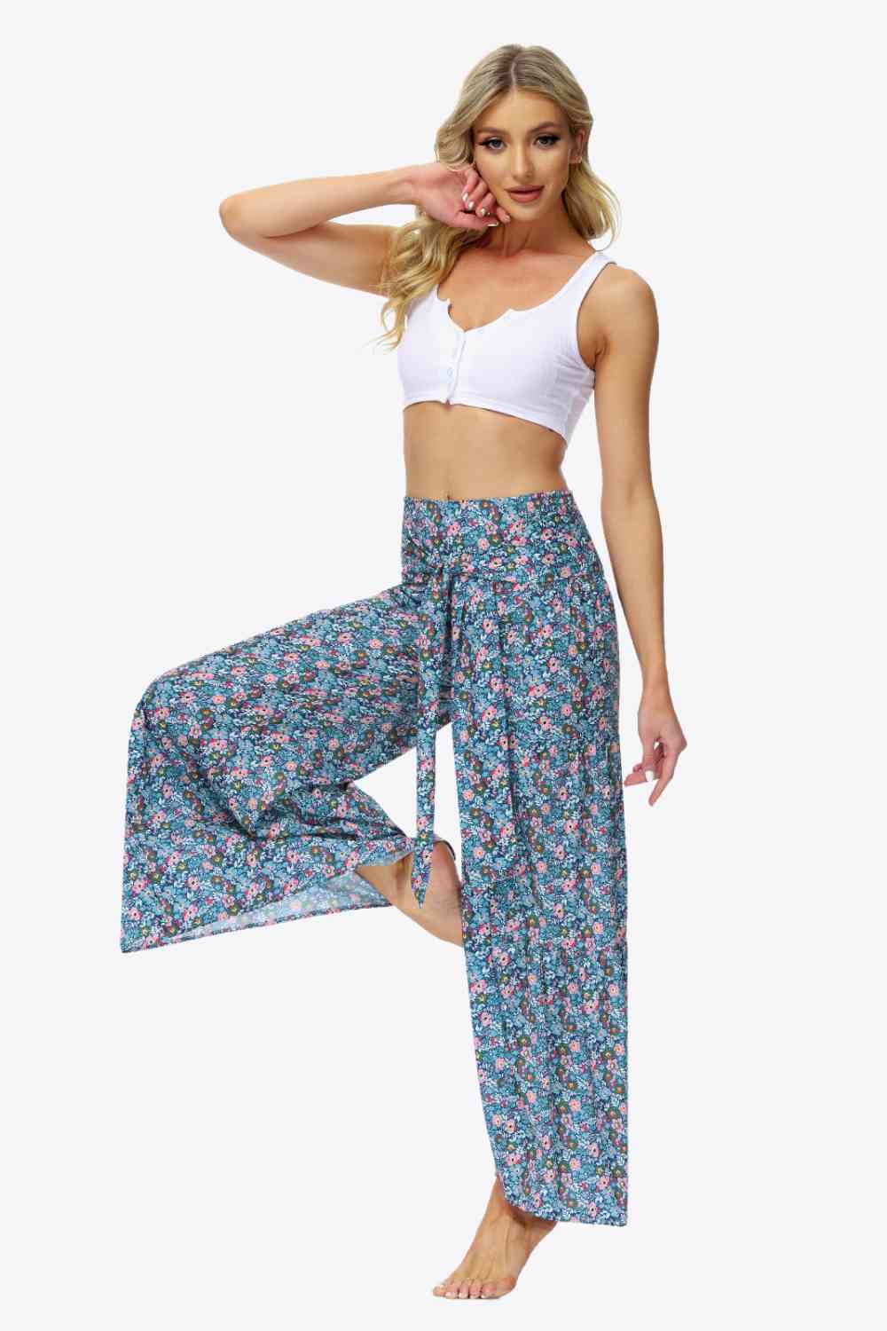 Floral Tie-Waist Tiered Culottes Bazaarbey