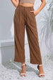 Buttoned  Straight Hem Long Pants Bazaarbey