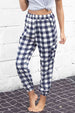 Plaid Elastic High Waist Cargo Pants Bazaarbey