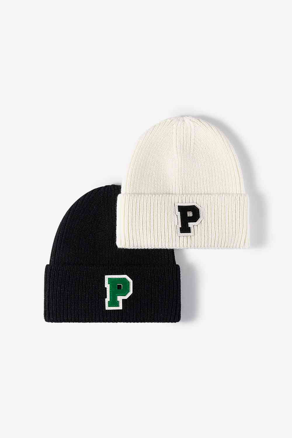 Letter Patch Cuffed Knit Beanie Trendsi