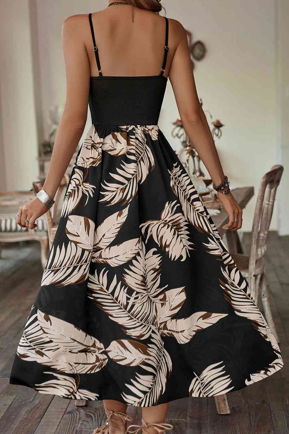 Printed Sleeveless Scoop Neck Slit Dress -BazaarBey - www.shopbazaarbey.com