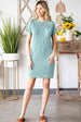 Ribbed Round Neck Short Sleeve Dress -BazaarBey - www.shopbazaarbey.com