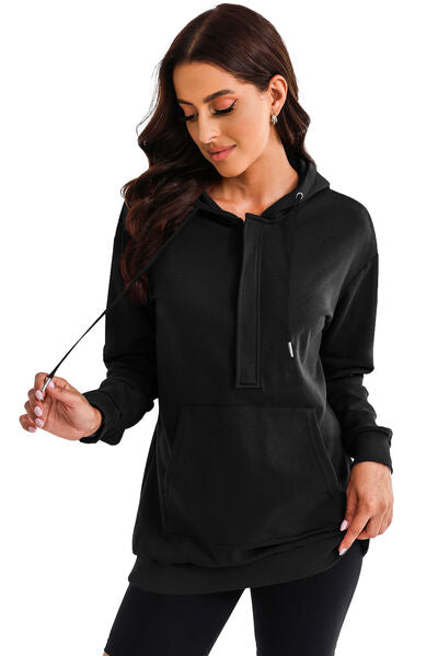 Drawstring Half Zip Hooded Dress -BazaarBey - www.shopbazaarbey.com