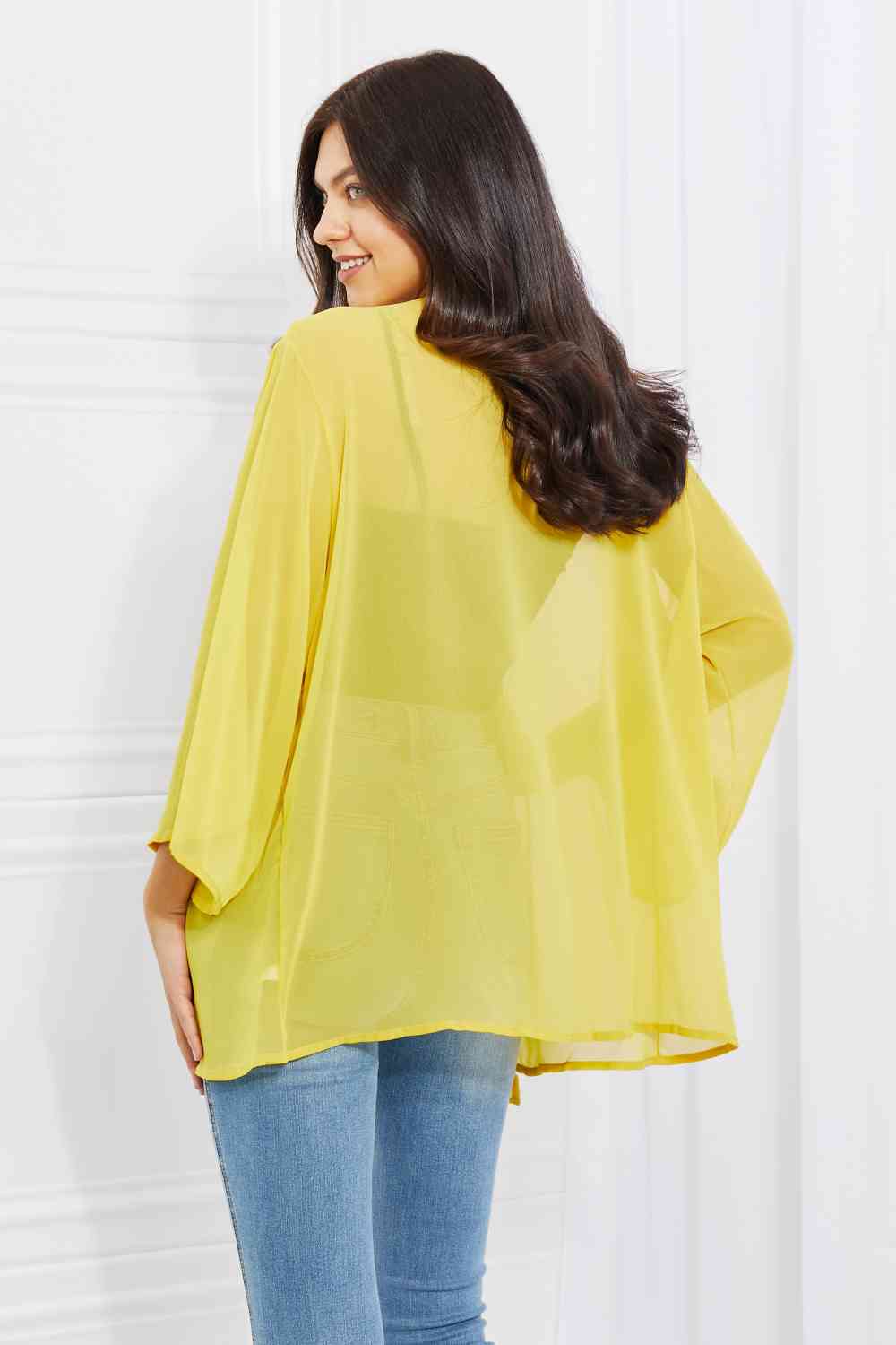 dy Just Breathe  Chiffon Kimono in Yellow Bazaarbey