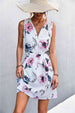 Printed Zip Detail Belted Sleeveless Dress -BazaarBey - www.shopbazaarbey.com