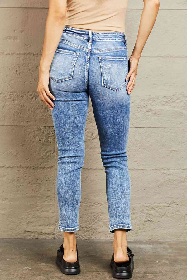  Mid Rise Distressed Skinny Jeans Trendsi