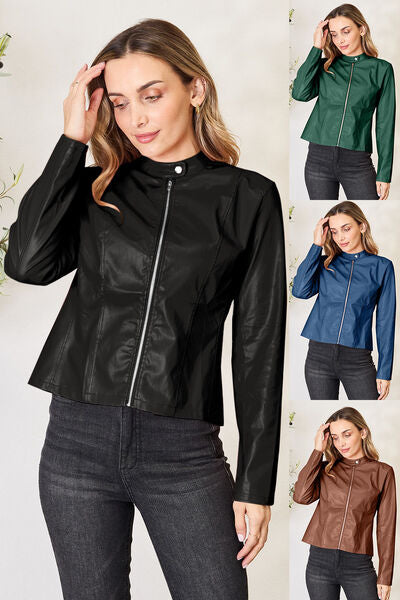 Mock Neck Zip Up Jacket Trendsi