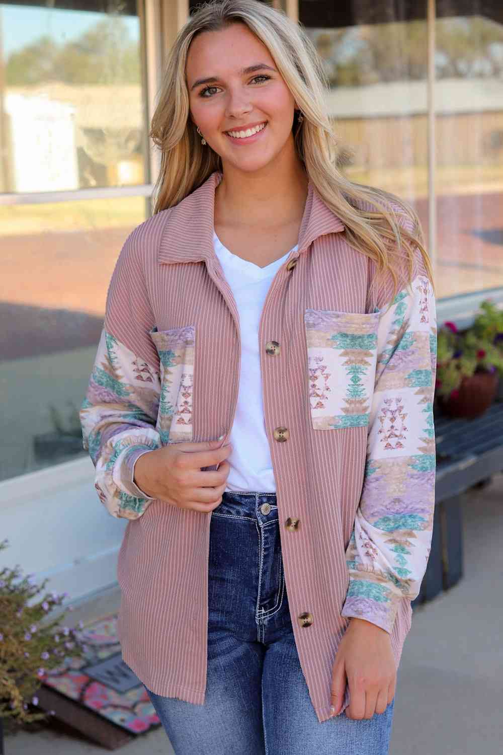  Button Down Collared Jacket Trendsi