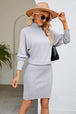 Ribbed Mock Neck Long Sleeve Dress Bazaarbey