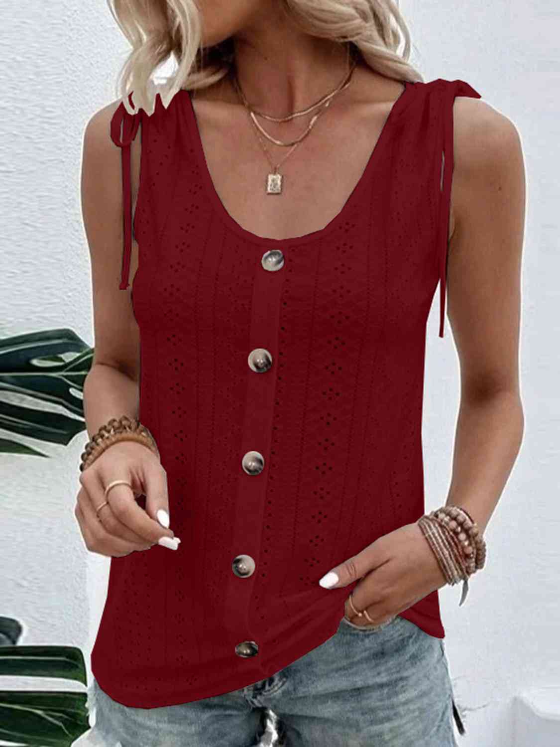 Full Size Scoop Neck Sleeveless Tank Top Bazaarbey