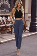 Ankle-Length Straight Leg Pants with Pockets Bazaarbey