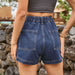 High-Waist Denim Shorts with Pockets Bazaarbey