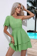 Layered Single Shoulder Flounce Sleeve Mini Dress -BazaarBey - www.shopbazaarbey.com