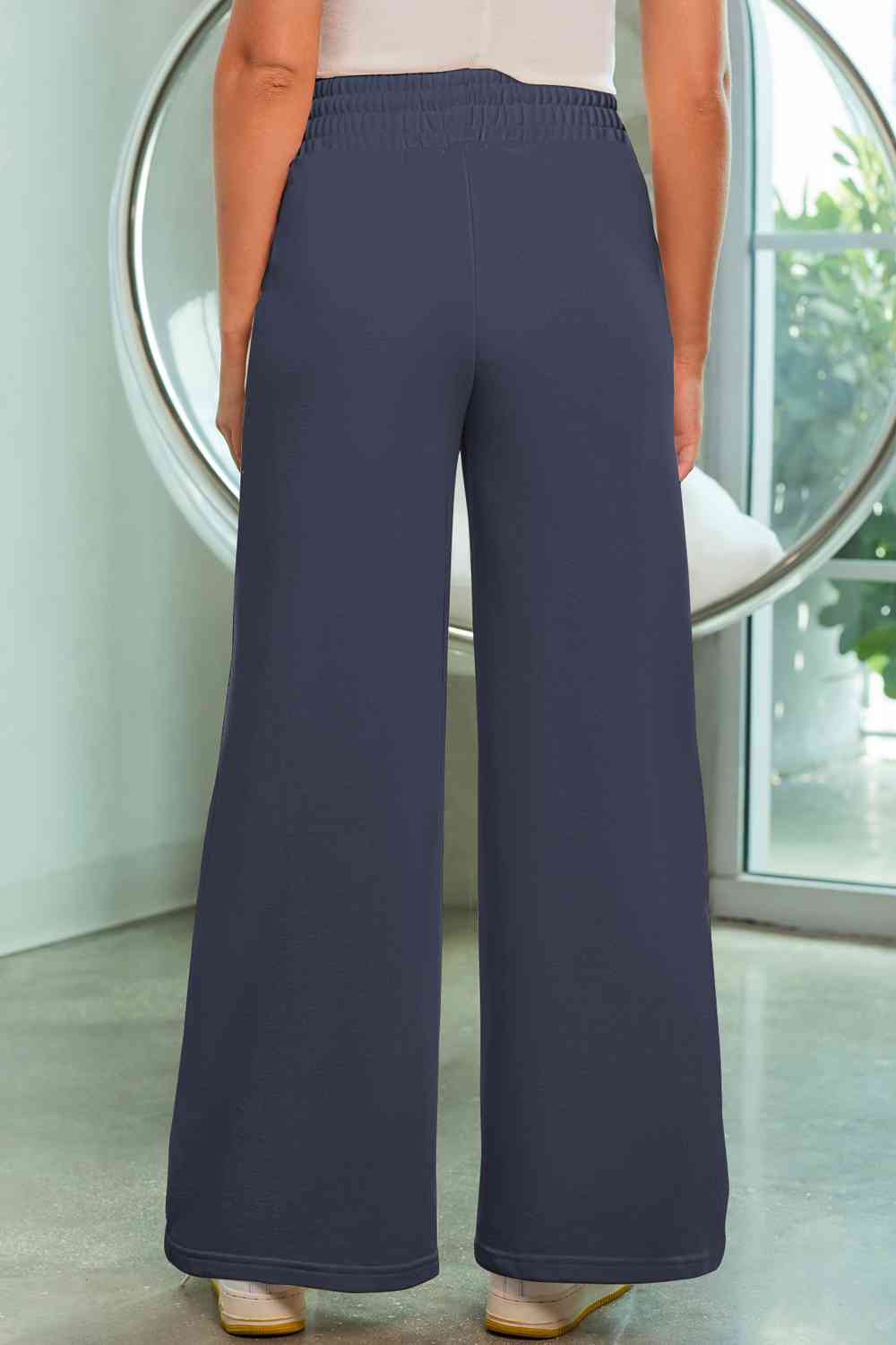 Drawstring Wide Leg Pants with Pockets Bazaarbey