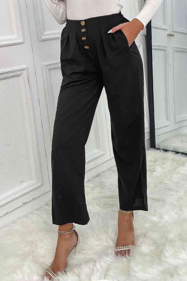 Button Fly Wide Leg Pants Bazaarbey