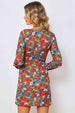 Floral Tied Long Sleeve Plunge Dress -BazaarBey - www.shopbazaarbey.com