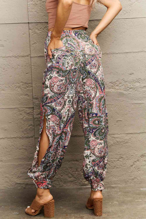 Printed Cutout Long Pants Bazaarbey