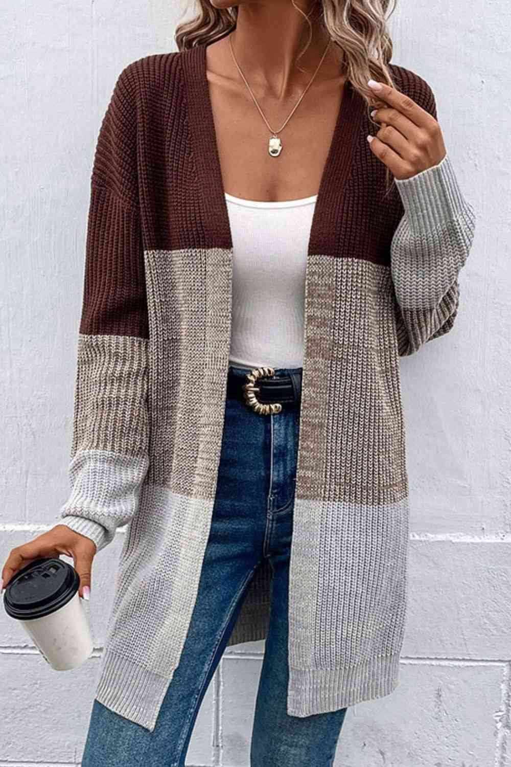    Rib-Knit  Cardigan Bazaarbey