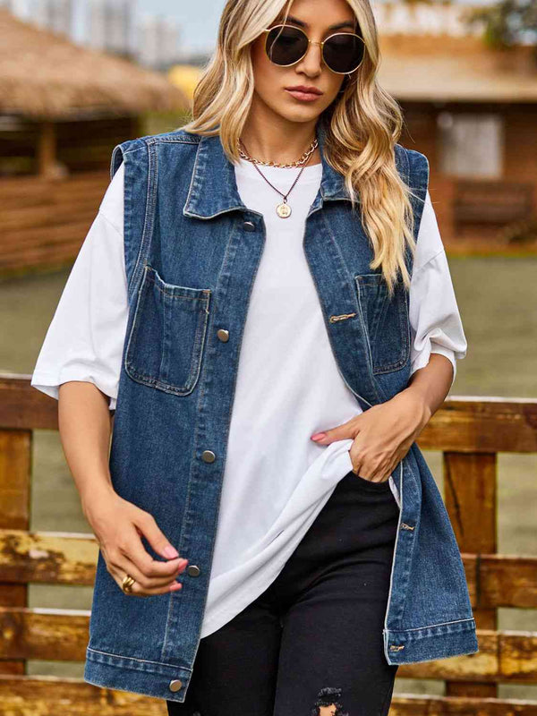 Button Down Denim Vest Bazaarbey