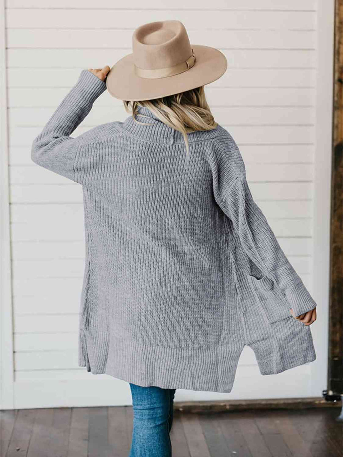 High-Low  Cardigan with Pockets Trendsi