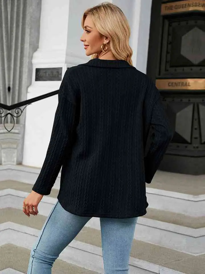 Collared Neck Long Sleeve Shirt Bazaarbey