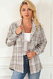 Plaid Button Down Hooded Jacket Trendsi