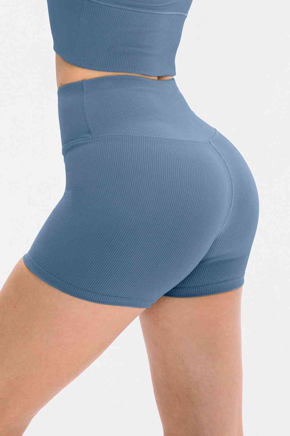 Slim Fit Wide Waistband Sports Shorts Trendsi