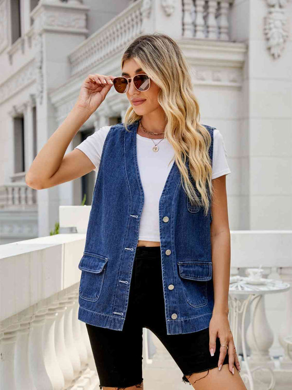 Button Down Denim Vest Bazaarbey