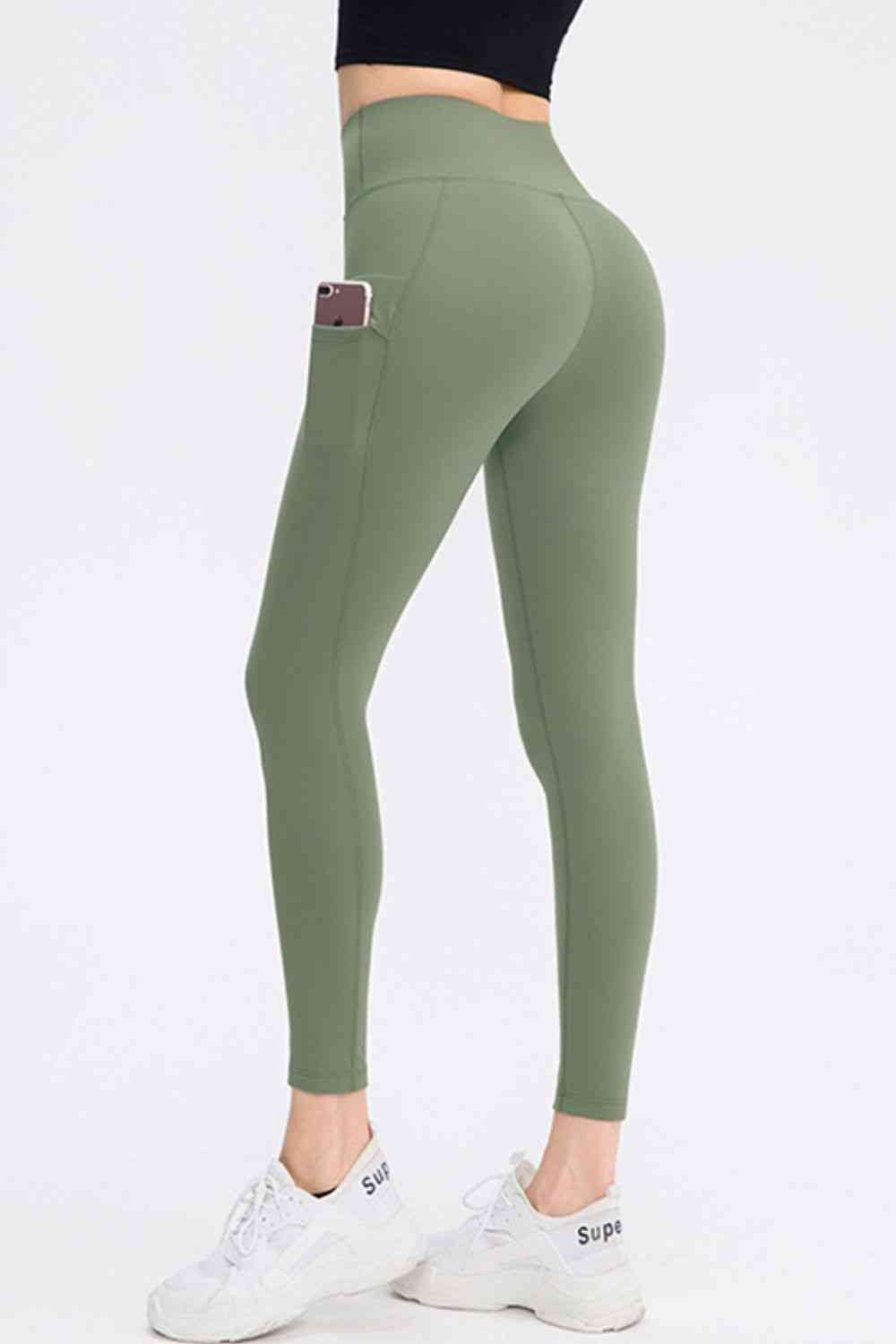 Wide Waistband Slim Fit Long Sports Pants with Pocket Bazaarbey