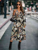 Printed Tie Front  Flounce Sleeve Dress -BazaarBey - www.shopbazaarbey.com