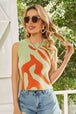 Abstract Print Crewneck Knit Tank Trendsi