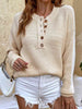 Round Neck Ribbed Button-Down Sweater Bazaarbey