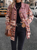 Geometric Collared Neck Buttoned Jacket Trendsi