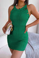 Decorative Button Sleeveless Knit Dress Bazaarbey