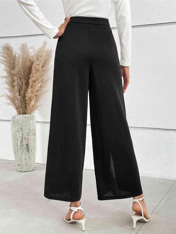 Chain Detail Slit Straight Pants Bazaarbey