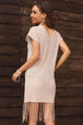  Hem Short Sleeve Deep V Cover Up Dress Bazaarbey