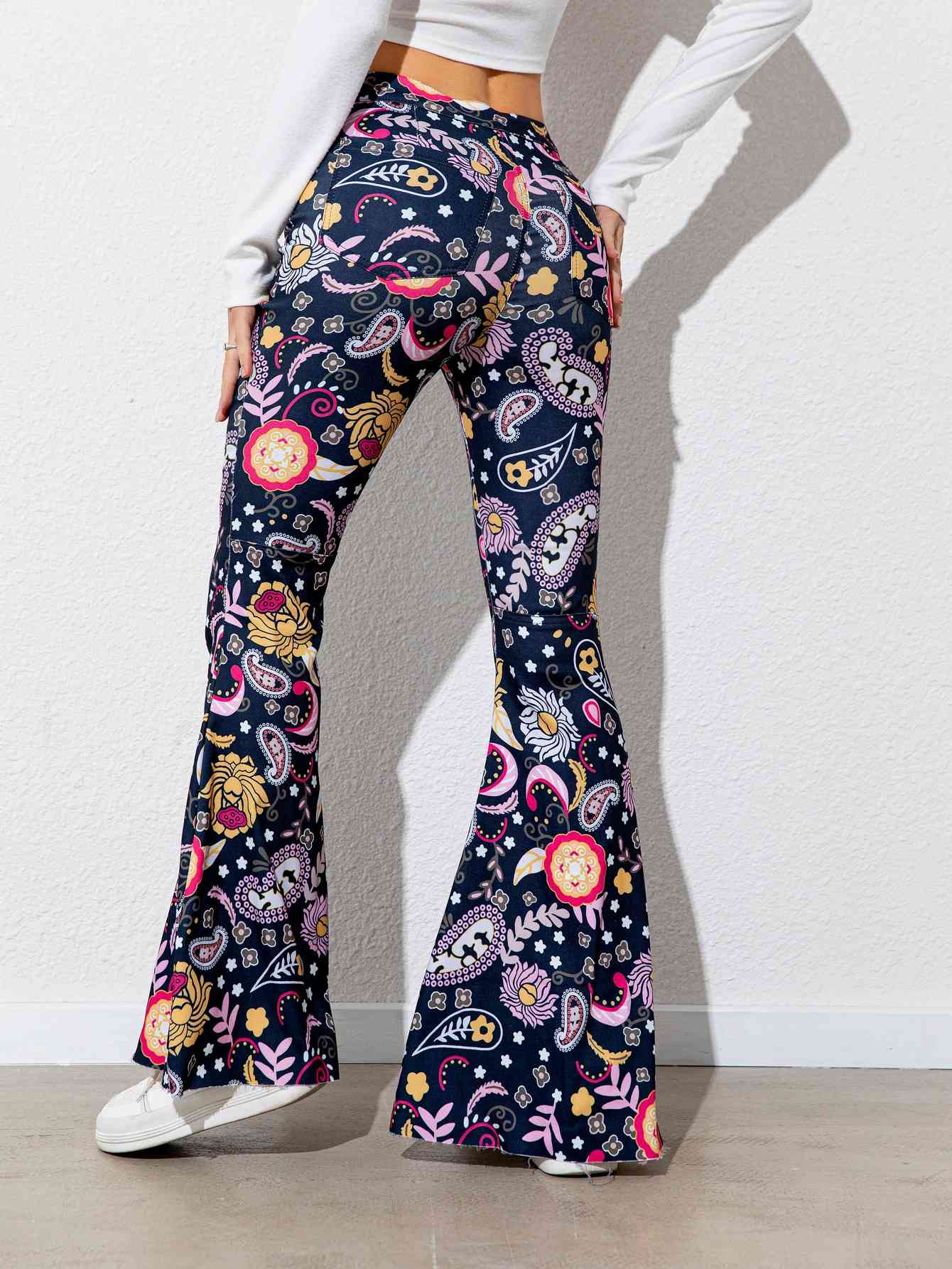 Floral High Waist Flare Leg Pants Bazaarbey