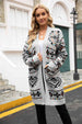 Printed Long Sleeve Cardigan with Pocket Bazaarbey